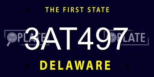 3AT497 Delaware License Plate