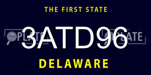 3ATD96 Delaware License Plate