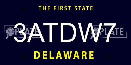 3ATDW7 Delaware License Plate