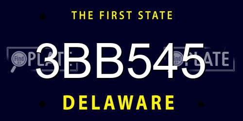 3BB545 Delaware License Plate