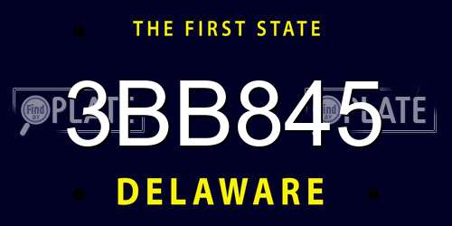 3BB845 Delaware License Plate