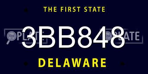 3BB848 Delaware License Plate