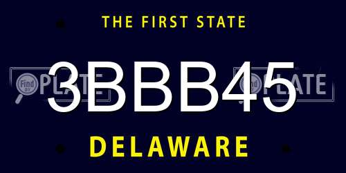 3BBB45 Delaware License Plate