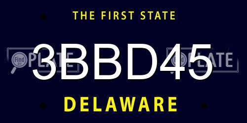 3BBD45 Delaware License Plate