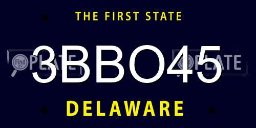3BBO45 Delaware License Plate