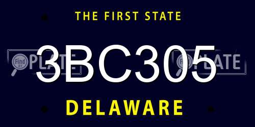 3BC305 Delaware License Plate