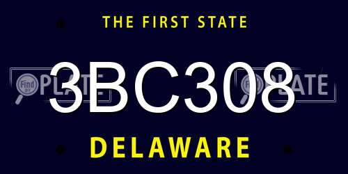 3BC308 Delaware License Plate