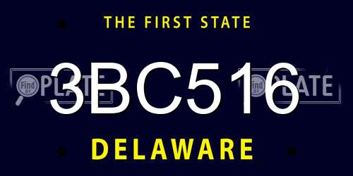 3BC516 Delaware License Plate