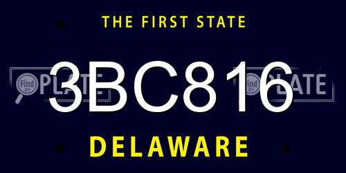 3BC816 Delaware License Plate