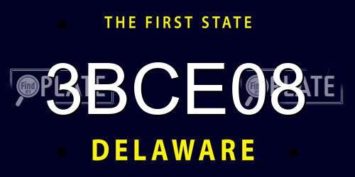 3BCE08 Delaware License Plate