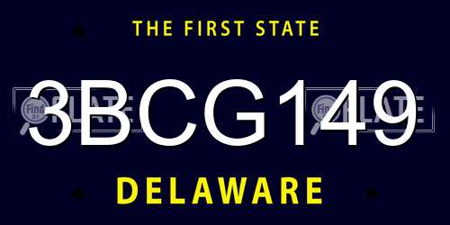 3BCG149 Delaware License Plate