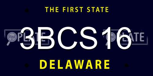 3BCS16 Delaware License Plate