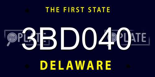 3BD040 Delaware License Plate