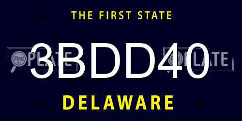 3BDD40 Delaware License Plate