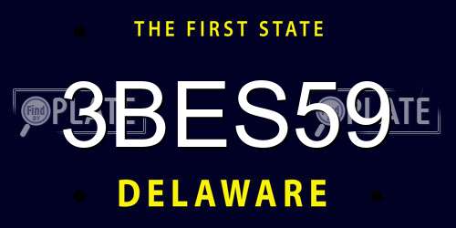 3BES59 Delaware License Plate