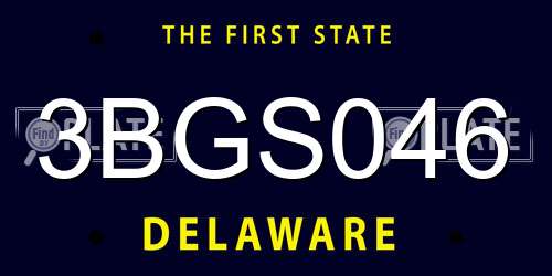 3BGS046 Delaware License Plate