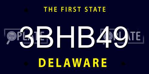 3BHB49 Delaware License Plate