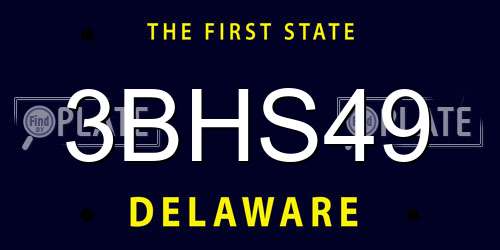 3BHS49 Delaware License Plate
