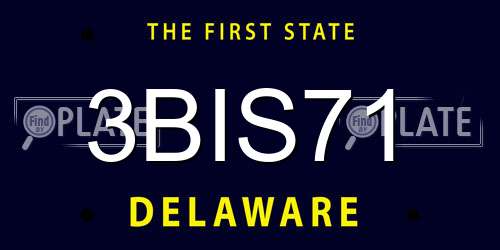 3BIS71 Delaware License Plate