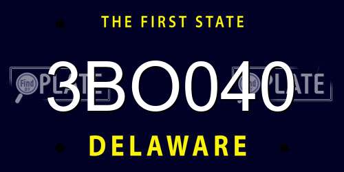3BO040 Delaware License Plate