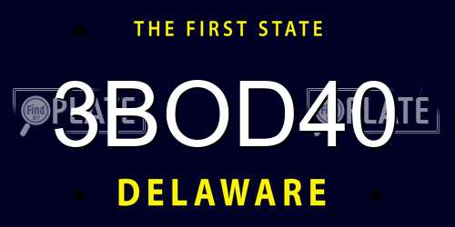 3BOD40 Delaware License Plate