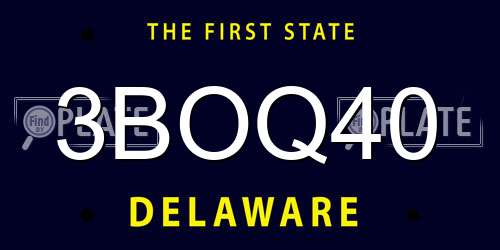 3BOQ40 Delaware License Plate