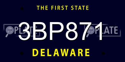 3BP871 Delaware License Plate