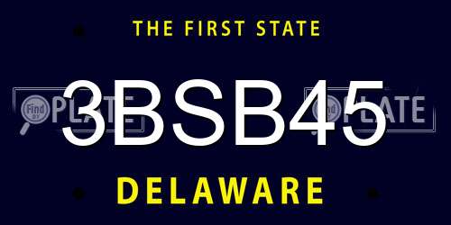 3BSB45 Delaware License Plate