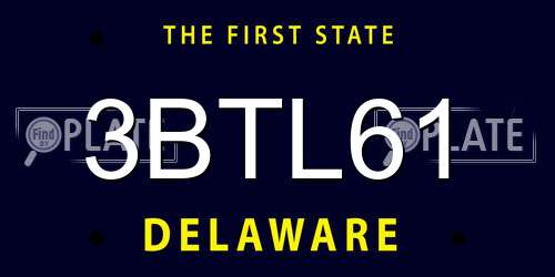 3BTL61 Delaware License Plate