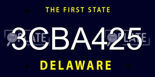 3CBA425 Delaware License Plate