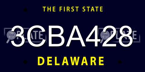 3CBA428 Delaware License Plate