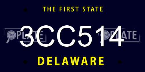 3CC514 Delaware License Plate