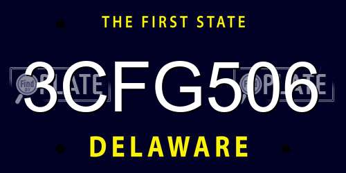 3CFG506 Delaware License Plate