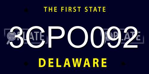 3CPO092 Delaware License Plate
