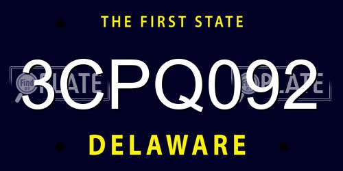 3CPQ092 Delaware License Plate