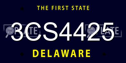 3CS4425 Delaware License Plate