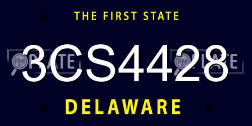3CS4428 Delaware License Plate