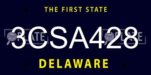 3CSA428 Delaware License Plate