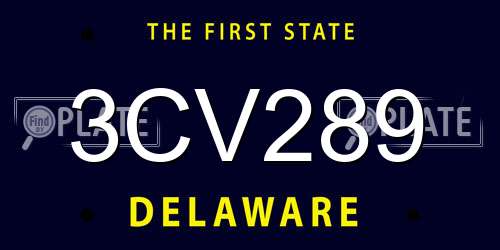3CV289 Delaware License Plate