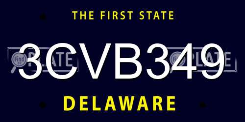 3CVB349 Delaware License Plate