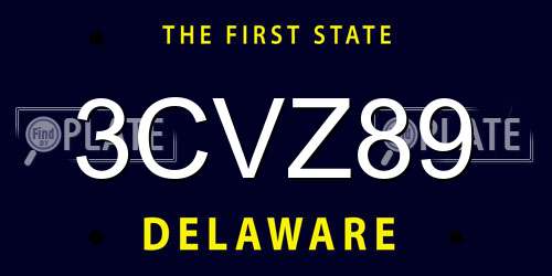 3CVZ89 Delaware License Plate