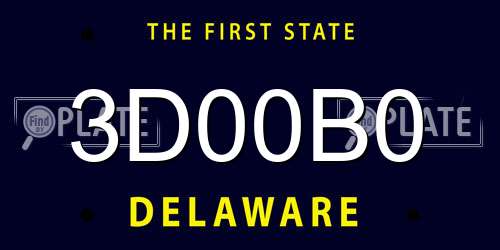 3D00B0 Delaware License Plate