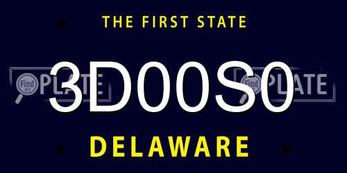 3D00S0 Delaware License Plate