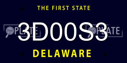 3D00S3 Delaware License Plate