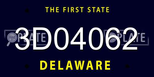3D04062 Delaware License Plate