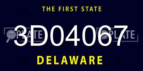 3D04067 Delaware License Plate