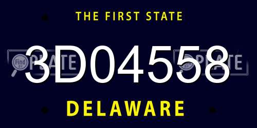 3D04558 Delaware License Plate