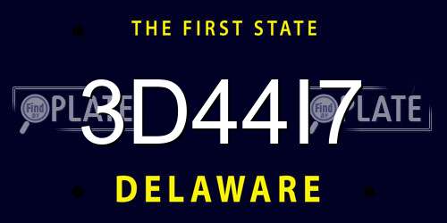 3D44I7 Delaware License Plate