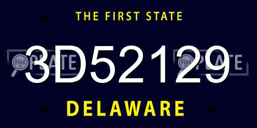 3D52129 Delaware License Plate