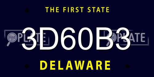 3D60B3 Delaware License Plate